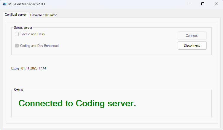 Connected to coding server