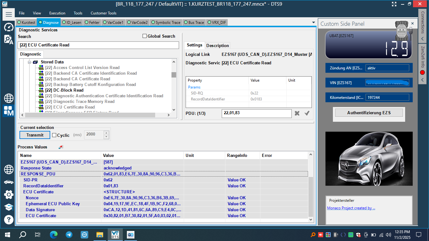 ECU Certificate Read EZS167