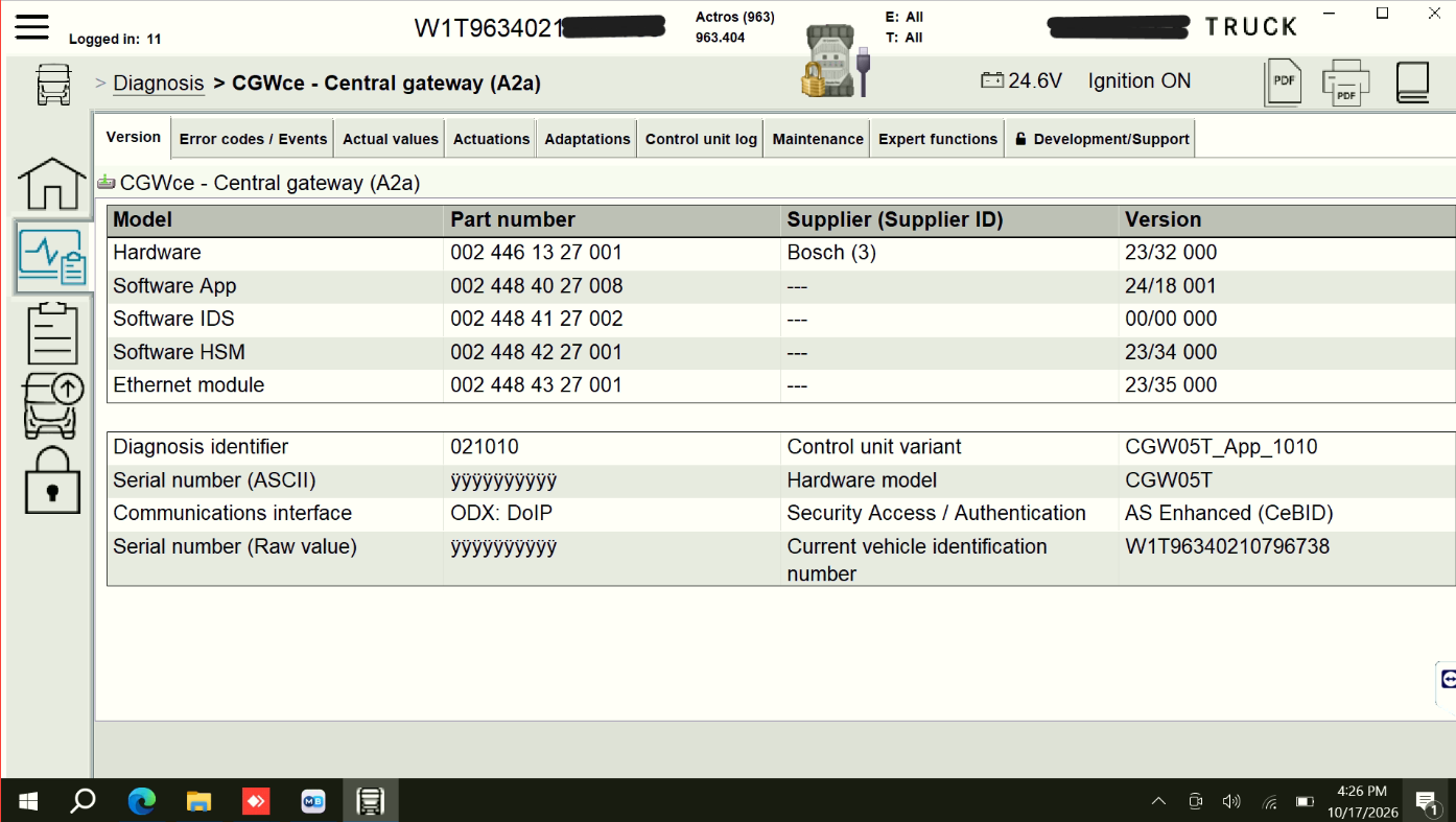 CGWce Central gateway — Security Access / Authentication: AS Enhanced (CeBID)