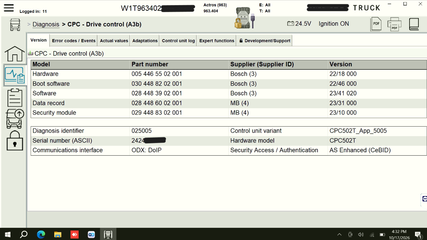 CPC Drive control — Security Access / Authentication: AS Enhanced (CeBID)